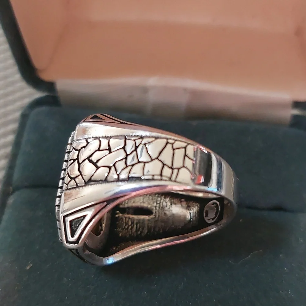 Sterling Silver Men's Tiger Eye Ring sz9 Oxidized